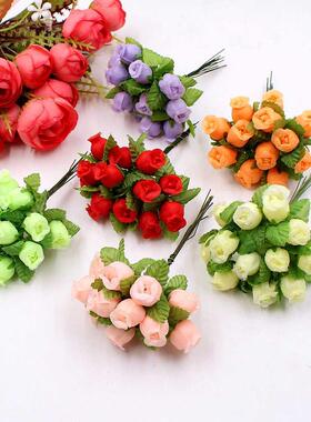 12heads/Bundle Artificial Flowers Silk Rose 2cm Mini Bouquet