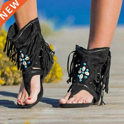 Bohemia Summer Women Sandal Ethnic Style Tassels Ladies Ankl