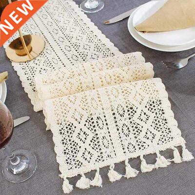 Mcrme Tble Runner,Cotton Crochet Vintge Tble Runner wit