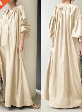 Elegant Solid Shirt Dress Women's Spring Sundress 20