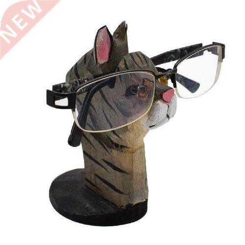 Eyeglasses Holder Stand For Desk - Funny Hand Carved Wood