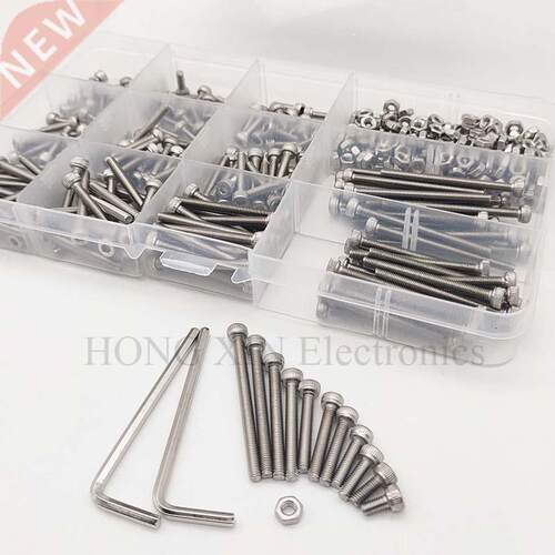 440pcs M3 (3mm) 304 A2 Stainless Steel Allen Bolts Hex Socke