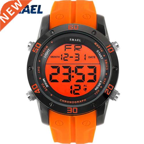 Fashion Watches Men Orange Casual Digital Watches Sports LE