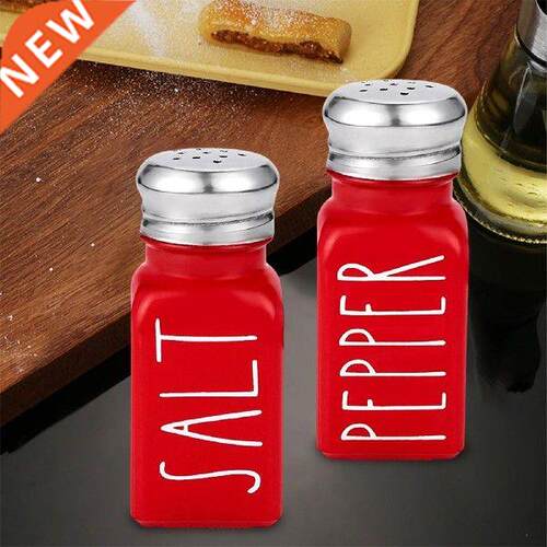 2 Pieces Red Salt and Pepper Shakers Set Storage Organizer