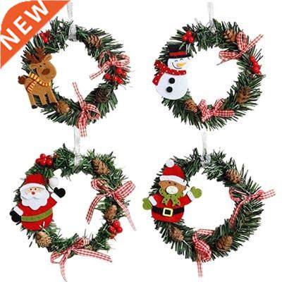 Christmas Theme Garland Handmade Rattan Wreath With Santa