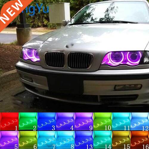 Headlight Multi-color RGB LED Angel Eyes Halo Ring Eye DRL R