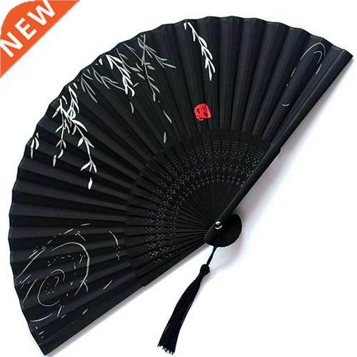 Chinese Japanese Folding Fan Wooden Shank Classical Dance Fa