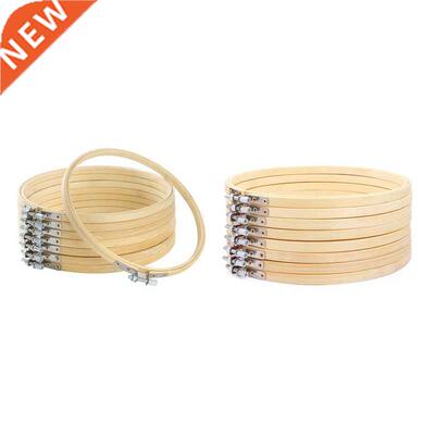 16 Pcs Embroidery Hoops Wooden Round Adjustable Bamboo