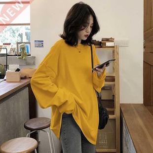 spring autumn Solid Simple oversized tshirt harajuku long T