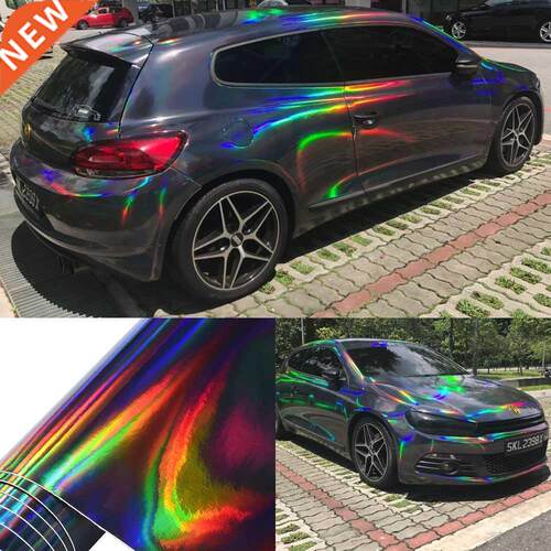 Holographic Laser Chrome Black Car Stickers Car Interior Bod