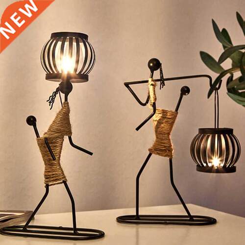 Nordic Metal Candlestick Abstract Character Sculpture