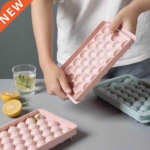 Creative Round Ice Cube Tray with Lid Plastic Mold