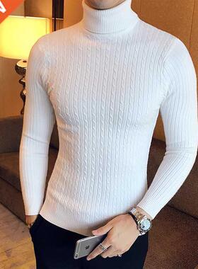 2022 Korean Slim Solid Color Turtleneck Sweater Mens Winter
