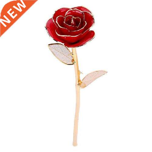 24K Red Gold Rose Dipped Golden Leaves Girlfriend Wife