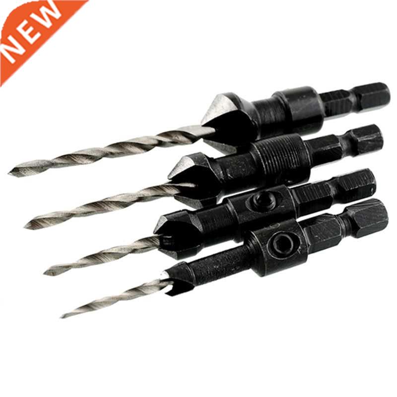 4 pcs HSS Power Groove Countersink Hex Shank Tapered Drill B