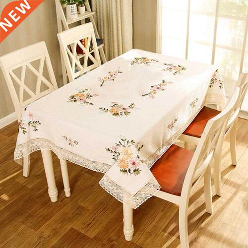 Table Cloth Square Luxury Embroidery Tablecloth Flower