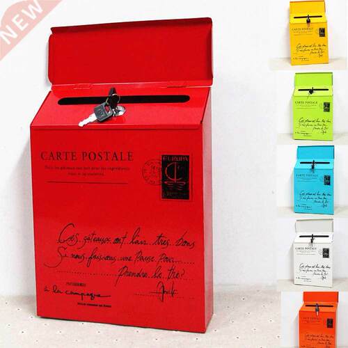 mailbox outdoor Iron Lock Letter Box Vintage Wall Mount Mail
