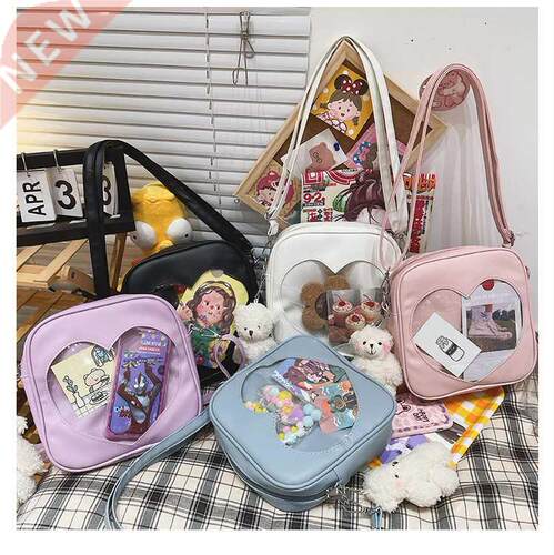Girls Cute PU Square Bag Ladies Love Itabag Transparent Cros