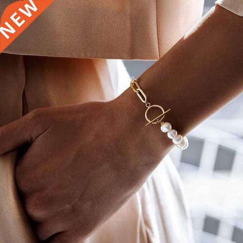 New Simple Sreetwear Elegant Pearl bracelet Toggle Clasps Be