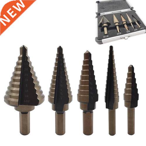 5Pcs HSS Titanium Step Drill Bit Set 50 Sizes High Speed Ste