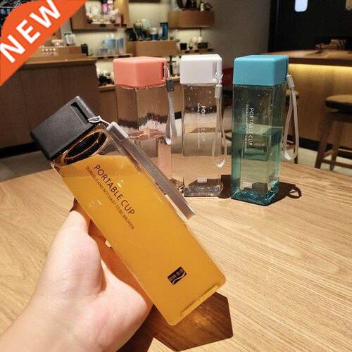 Free shipping 500ml Transparent Square Plastic Matte Water C