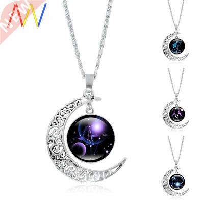 12 Constellation Pendant Necklace Silver Jewelry girls Women