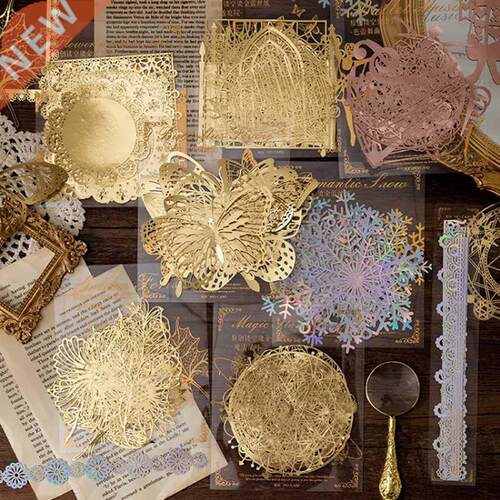 10pcs/pack INS Scrapbooking paper Bronzing Lace Decoration p
