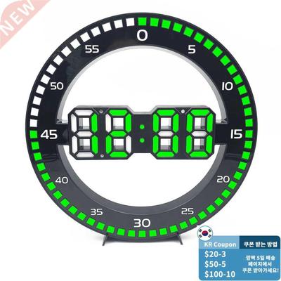 Silent 3D Digital Circular Luminous LED Wall Clock Alarm wit