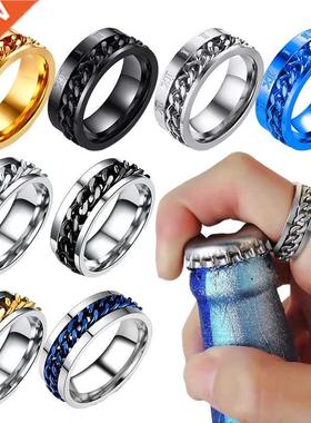 Titanium Steel Rotatable Chain Couple Ring Lies Classic Ro