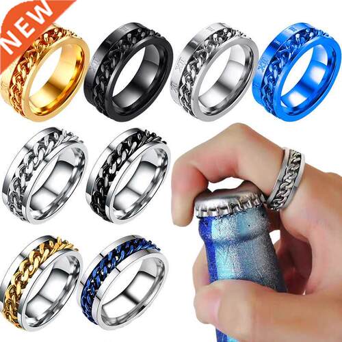 Titanium Steel Rotatable Chain Couple Ring Lies Classic Ro
