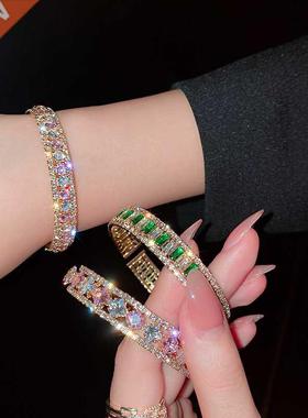 FYUAN Geometric Zircon Bracelet & Bangles For Women Pink