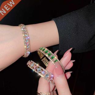 FYUAN Geometric Zircon Bracelet & Bangles For Women Pink