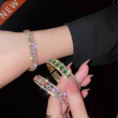 FYUAN Geometric Zircon Bracelet & Bangles For Women Pink
