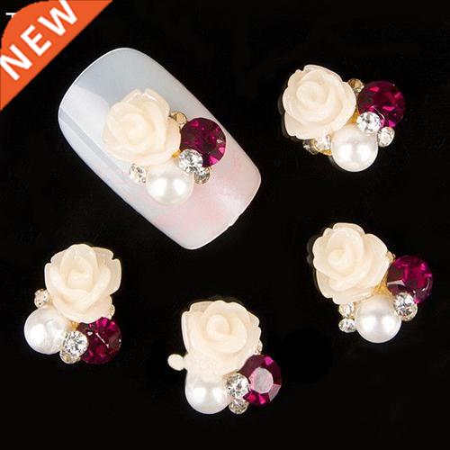 10 Pcs 3D Rose Flower Nail Art Stickers Tips Studs