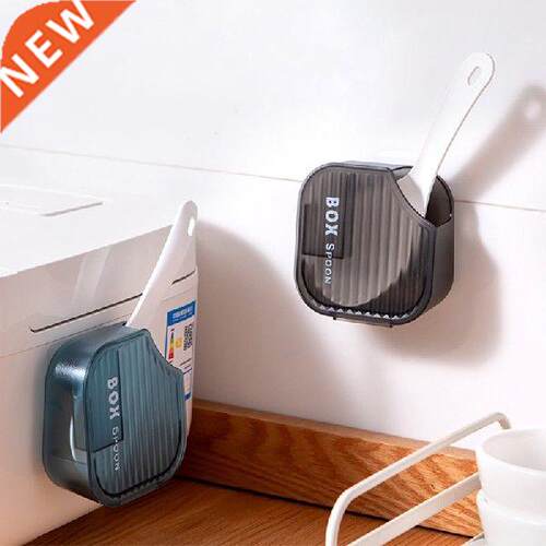 Dust Proof Flip Lid Rice Spoon Holder Shelf Wall Mounted