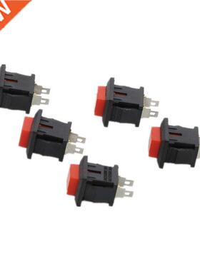 5 x Red Square Head SPST Non-Locking Push Button Switch 1A 2