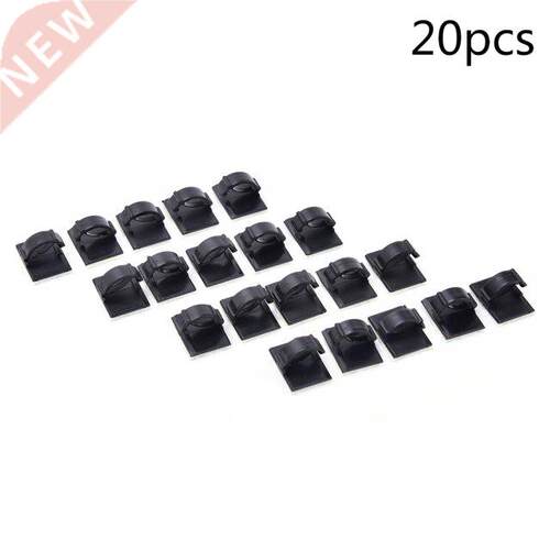 20pcs Adhesive Car Cable Clips Cable Winder Black Management