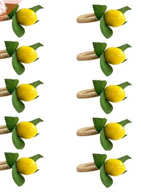 10PCS Handmade Napkin Rings Yellow Faux Lemon with Vine Napk