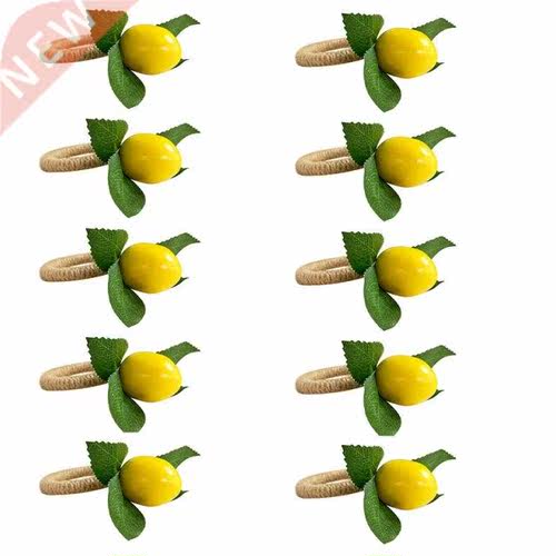 10PCS Handmade Napkin Rings Yellow Faux Lemon with Vine Napk