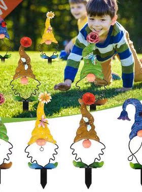 2022 New Wrought Iron Elf Garden Plug-in Decoration Cute