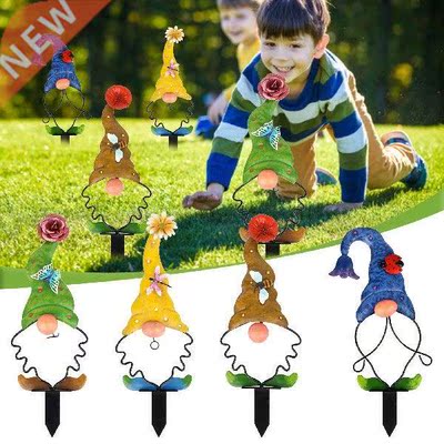 2022 New Wrought Iron Elf Garden Plug-in Decoration Cute