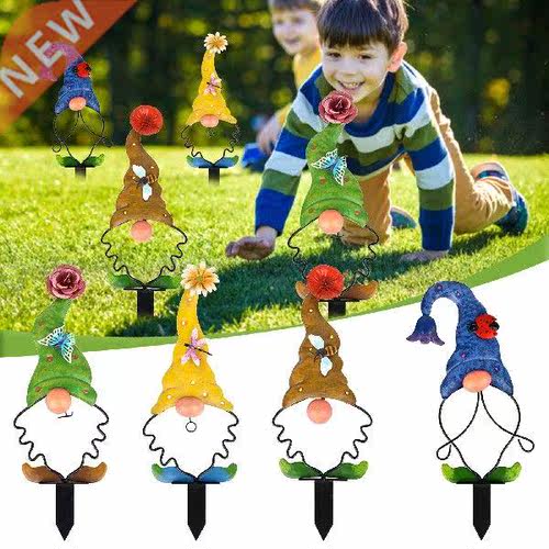 2022 New Wrought Iron Elf Garden Plug-in Decoration Cute