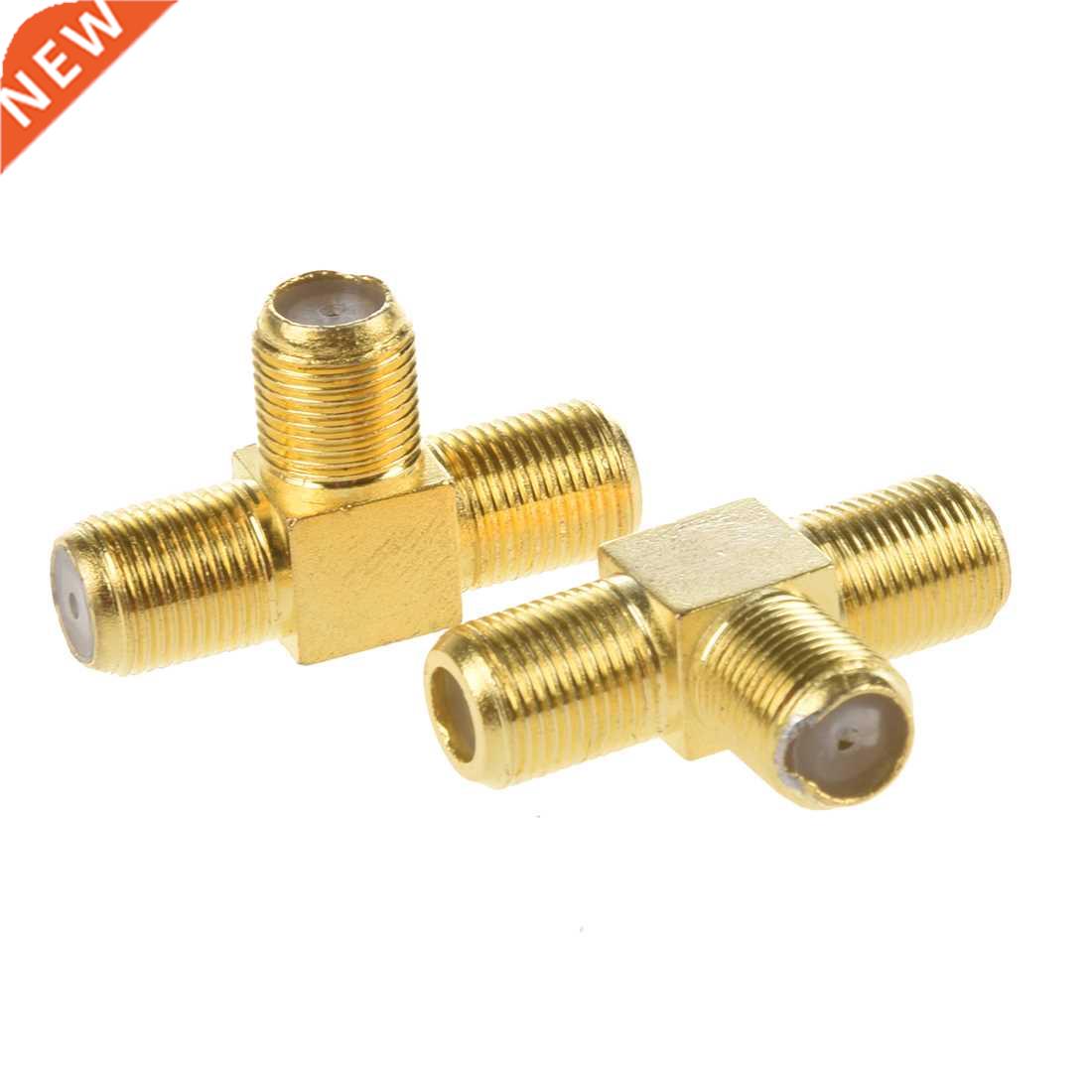 2pcs F Female to Two F female Jack Triple T RF Adapter Conne