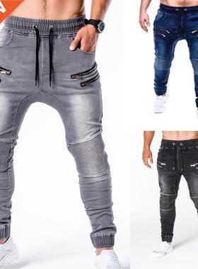 2020 New Jeans pants men's jeans casual running zipper styli