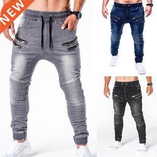 2020 New Jeans pants men's jeans casual running zipper styli