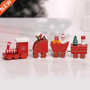 Christmas Wooden Train Ornament 2022 New Year Festive Deskto