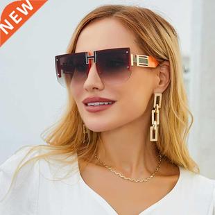 Rimless Women Sunglasses Retro Oversized Square 2022 Luxury