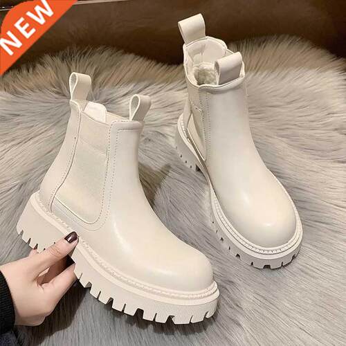 2021 New Plush Ankle Boots for Women Autumn Winter Pu Leathe