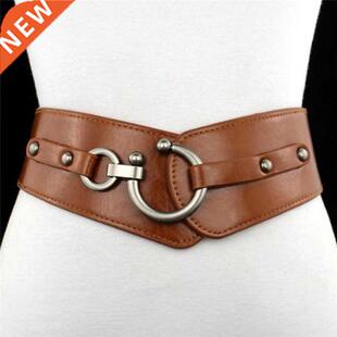 New Fashon Elastc Wde Belt Strap Vntage Women Faux Leath
