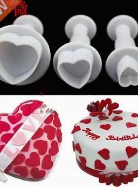 3Pcs/Set Love Heart Cake Icing Fondant Plunger Cutter Pastry